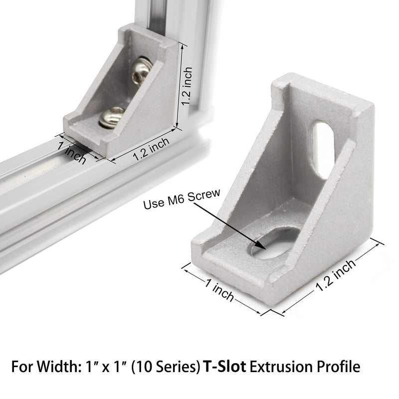 1" x 1" 1010 Series Aluminum Extrusion Profiles Fastener T-Solt Connector Set, 20pcs Corner Bracket with T Slide Nuts Hex Screw Bolt Used on 1 Inch x 1 Inch Extrusion Profiles Rail 20Set Bracket with Screw Nut