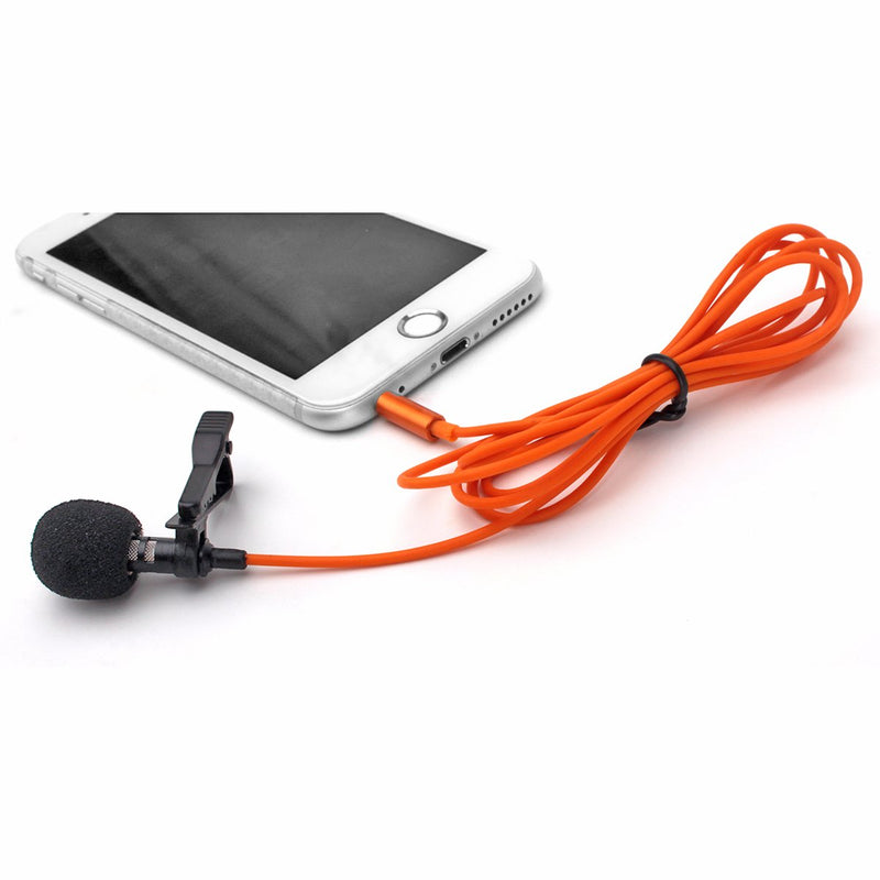 Orange Professional Grade Lavalier Lapel Microphone ­ Omnidirectional Mic with Easy Clip On System ­ Perfect for Recording Youtube/Interview/Video Conferenc(orange mic with fuzzy windscreen) orange mic with fuzzy windscreen