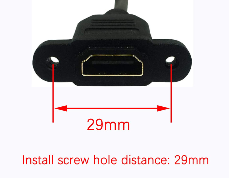 CERRXIAN 15cm 6inch High Speed HDMI 2.0 Left Angle HDMI 2.0 Male to Female Extension Cable with Screw Hole Panel Mount Support 4K 60hz Resolution for Blu Ray Player, 3D TV, Roku, Xbox360 (Black) (L)