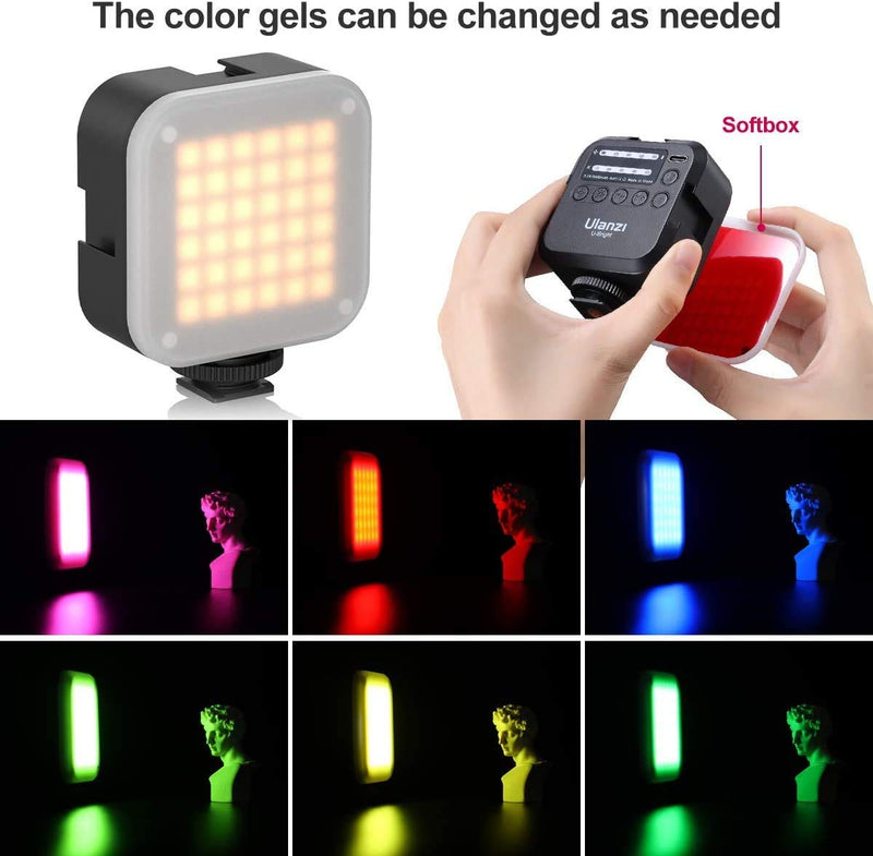 Camera LED Video Light Portable, ULANZI U-Bright 3000mAh Rechargeable Light Panel CRI 95+ Dimmable Bi-Color 2700-6500K 6 Colored Paper Softbox Photo Lamp for Gopro DSLR Sony Canon YouTube Vlog Zoom