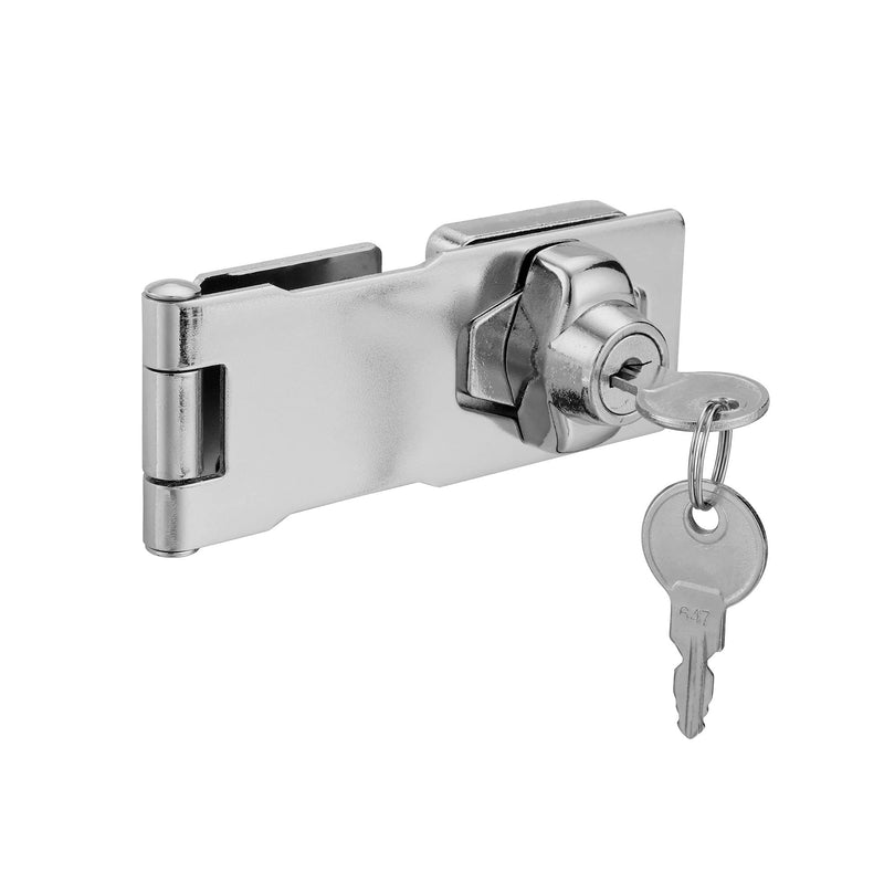 [AUSTRALIA] - 2 Pack 4 Inch Keyed Hasp Locks Twist Knob Keyed Different Locking Hasp for Small Doors, Stainless Steel Chrome Plated Hasp Lock Catch Latch Silver 