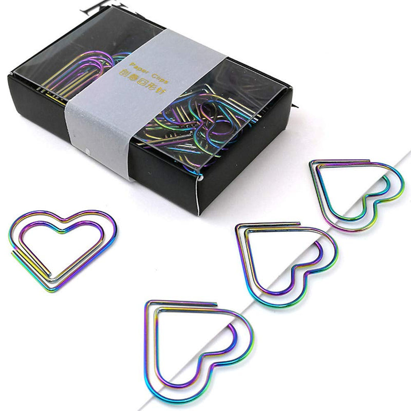 Funny live Hot Plating Color Beautiful Rainbow Love Bookmarks Dazzle Beautiful DIY Paper Clips,12 Pieces per Box