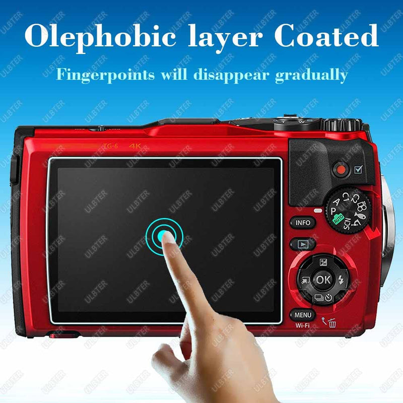 Screen Protector for Olympus TG-6 TG-5 TG-4 Red Black,ULBTER 0.3mm 9H Hardness TG6 TG5 TG4 Tempered Glass Screen Cover, Anti-Scrach Anti-Dust [3 Pack]