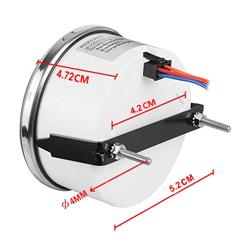 SAMDO Universal Voltage Meter Marine Voltage Gauge Waterproof Voltmeter 52mm 8-16V Silver