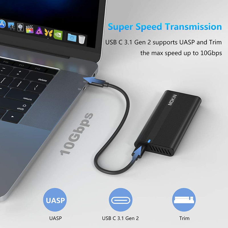 M.2 NVME SSD Enclosure Adapter Tool-Free, USB C 3.1 Gen 2 10Gbps to NVME PCIe M-Key(B+M Key) Solid State Drive External Enclosure Support UASP Trim for SSD Size 2242/2260/2280 JMS583 NVMe Protocol