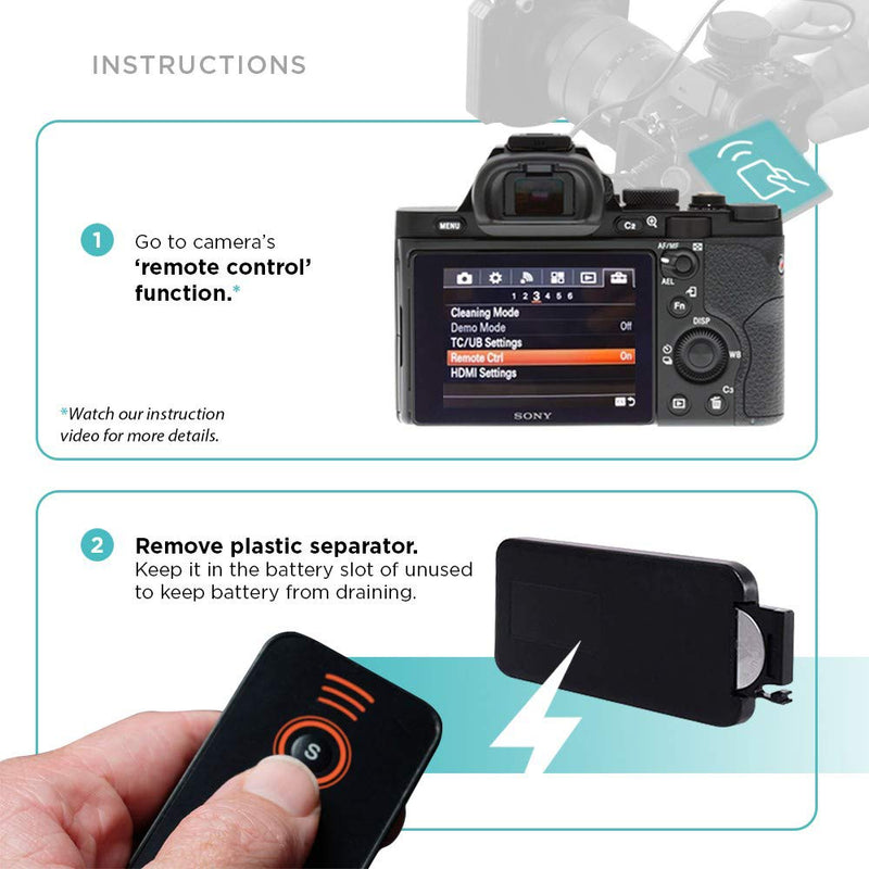 Foto&Tech IR Wireless Remote Control Compatible with Sony A7R IV III II,A7III A9 A7 II A7 A7R A7S A6600 A6500 A6400 A6300 A6000 A55 A65 A77 A99 A900 A700 A580 A560 A550 A500 NEX-7 NEX-6 NEX5T NEX-5R 1 PC Black
