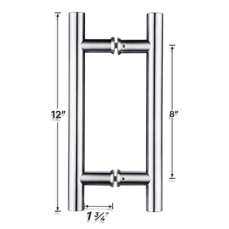 [AUSTRALIA] - EaseLife 12" Stainless Steel Double Sided Push Pull Door Handle,H Shape Sliding Door Handle,Brushed,Fit for Glass Door Wooden Door 1 12inch 