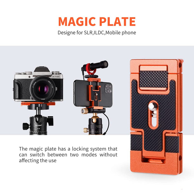 K&F Concept Aluminum Alloy Quick Release Plate with 1/4 Inch Screw for Camera, Cage, Cellphone etc （Orange） Orange
