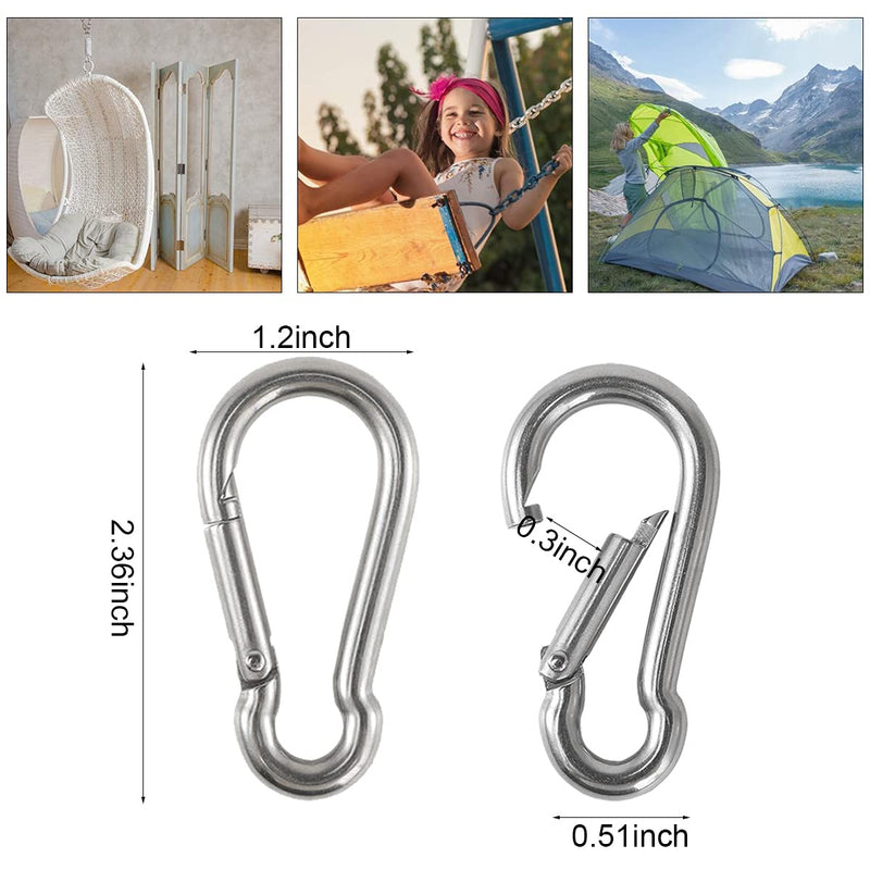 M6 Spring Hook, Heavy-Duty Carabiner, Metal Quick-Connect Clip, with 304 Stainless Steel Rotating Spring Clip Keychain, Can use The Quick-Connect Lock When Camping, Hiking, and Fishing Outdoors