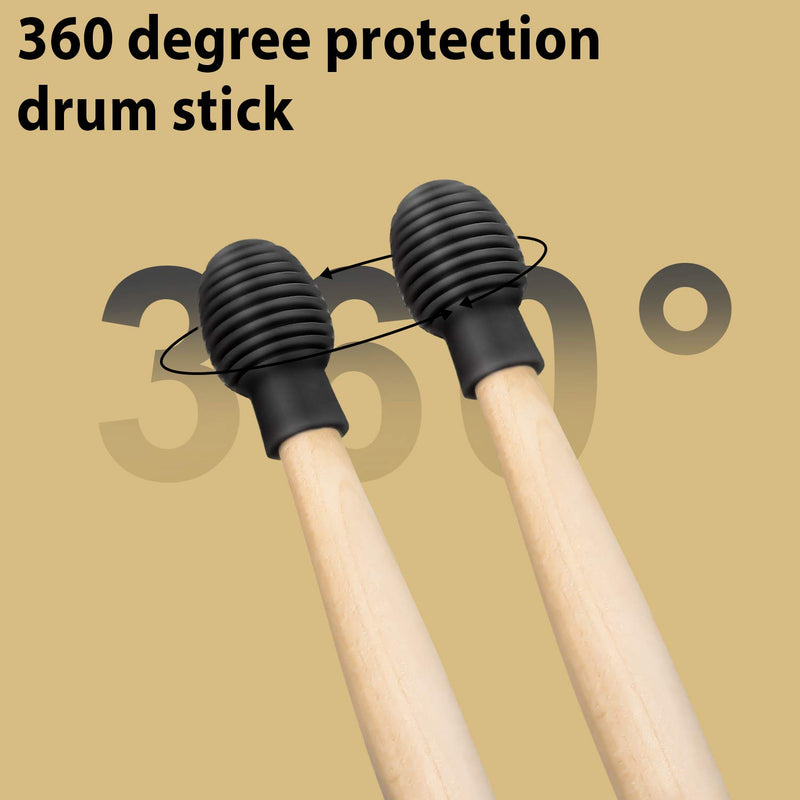 8 Pieces Drum Mute Drumstick Silent Tip Drum Dampener Accessory Rubber Practice Percussion Tips Mute Replacement Drum Practice Tips (Black) Black