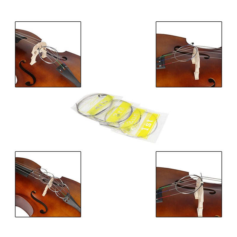 ammoon Full Set (G-D-A-E) Double Bass String Strings Steel Core Nickel Chromium Wound Ball End