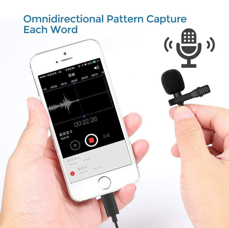 [AUSTRALIA] - Professional Lavalier Microphone for iPhones, Lapel Omnidirectional Condenser Microphone for YouTube Recording/Interview/Video Conference/Podcast (1.5m/4.9ft) 4.9ft (IOS 1.5m) 