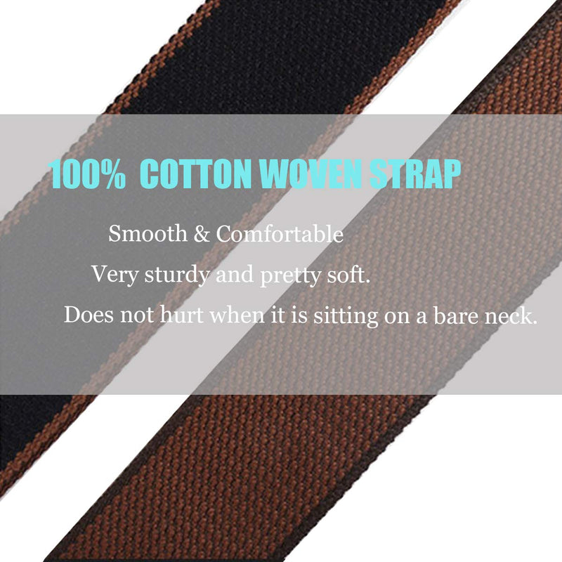WOGOD Guitar Strap Soft Cotton Black Guitar Shoulder Straps With 3 Pick Holders for Acoustic Electric Bass Guitars (Black+Coffee) Black+Coffee