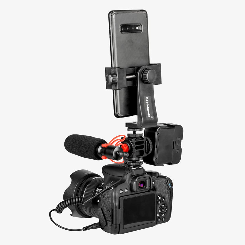koolehaoda Aluminium Cold Shoe Mount Adapter Video Accessory Quadruple Cold Shoe Bracket for Lights, LED Monitors, Microphones, Audio Recorder & Studio Flash Video Camera FR-04 Hot Shoe
