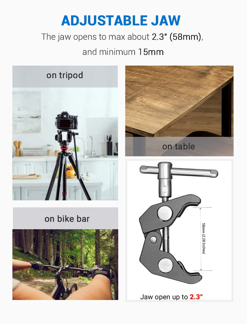 SmallRig Cool Ballhead Arm Super Camera Clamp Mount Double Ball Adapter, Fence Desk Table Mount for Ronin-M for Insta360, for Gopro - 1138