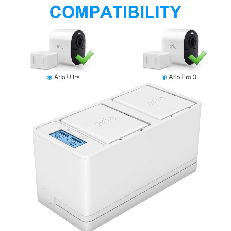 Feirsh 1 Pack 4800mAh Rechargeable Batteries and Dual Battery Charging Station Charger for Arlo Ultra 4K/Pro 3 (VMA5400)