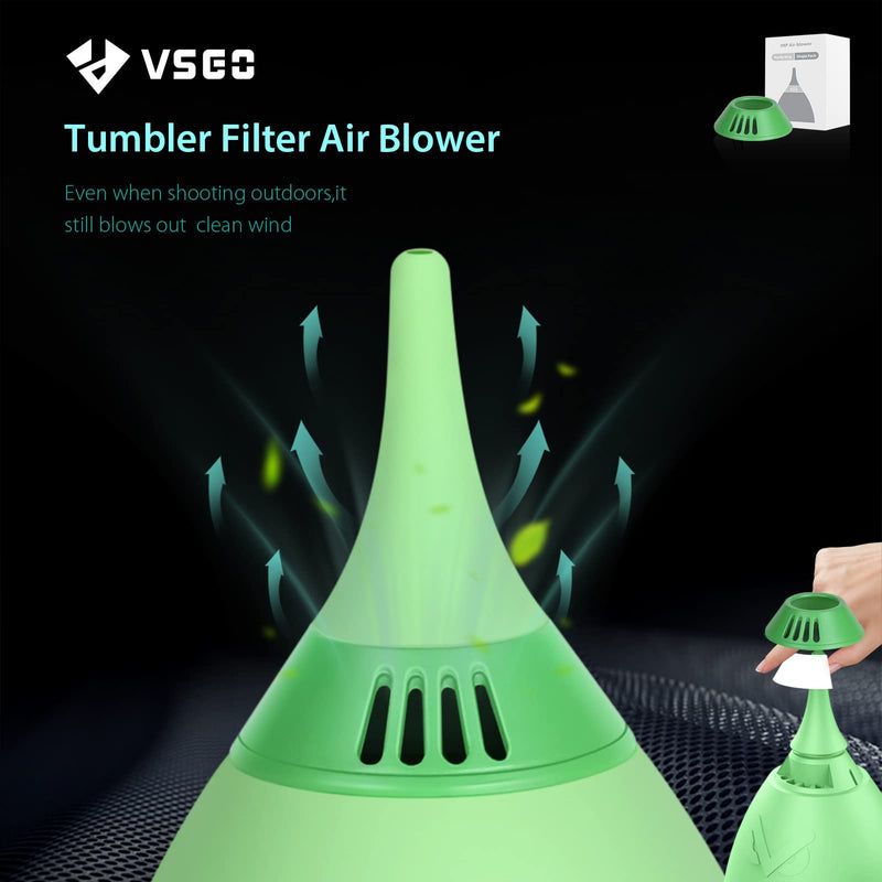 VSGO V-B014E Filter Air Blaster with Filter Tumbler Design Lens Cleaning Blower Compressed Air for Nikon Sony Canon Digital Camera Lens & Sensor Cleaning (Apple Green) Apple Green
