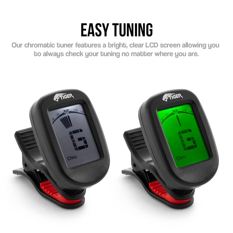 Tiger Guitar Tuner, Chromatic Clip-On tuner for Electric, Acoustic, Bass Guitar, Ukulele, Violin, Banjo – CT-99