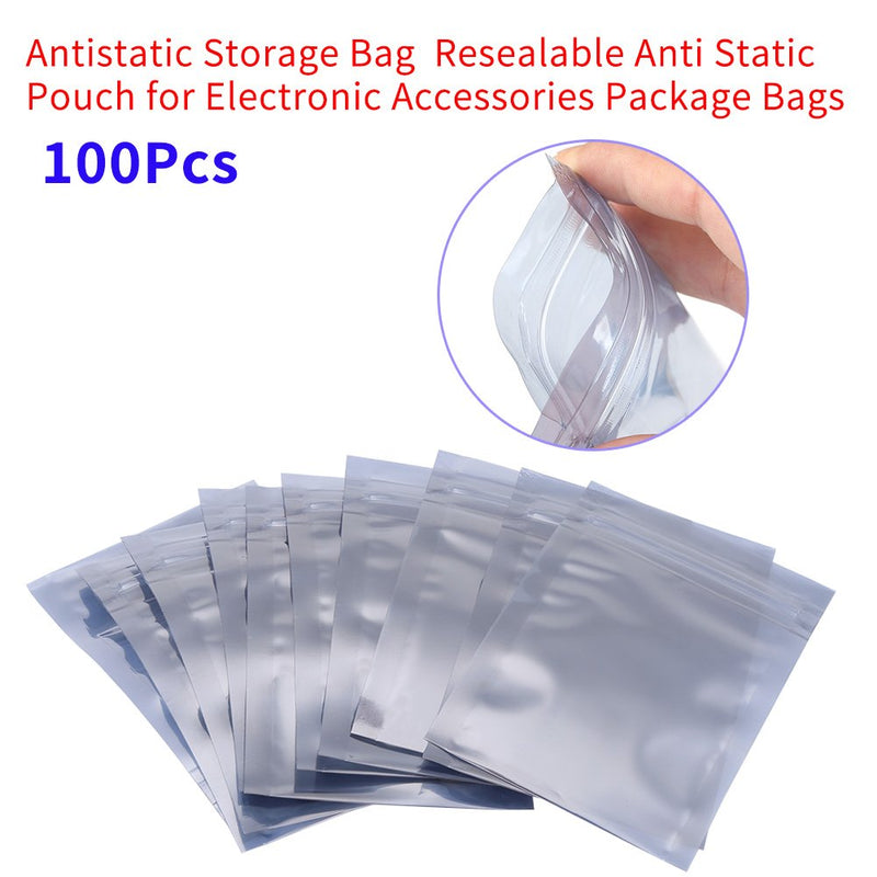 Antistatic Ziplock Bag, 100Pcs/set 6x9cm Antistatic Resealable Ziplock Pouch Storage Bag for Electronic Accessories, Digital Product Package -- Waterproof, Anti-Static, Moisture etc