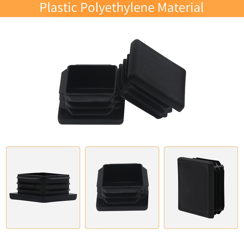 2" 2x2 Square Tube End Cap Plastic Plugs 12Pcs, 2"x2" 2 Inch Square Tubing Plug 2x2 Tube End Caps Black Fence Post Pipe Cap Cover 2x2 Inch Tubing Insert Chair Glide Finishing Plugs