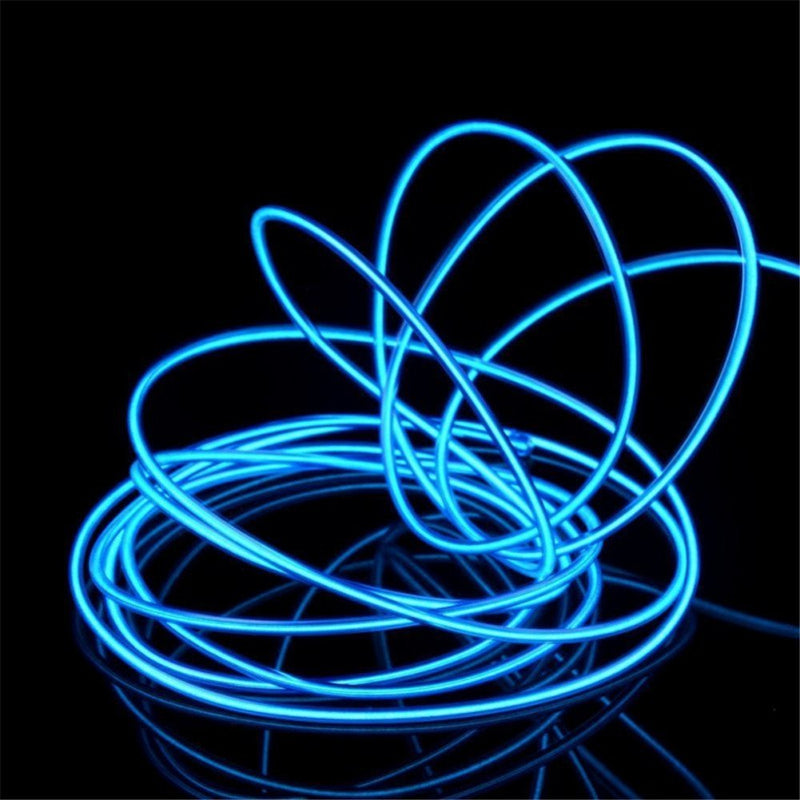 JIGUOOR EL Wire Battery Pack 16.4ft / 5m Bright Neon Light Strip 360° Illumination Neon Tube Rope Lights for DIY, Festival, Party Decoration, Pub, Halloween, Chrismas (16.4ft / 5m, Blue)