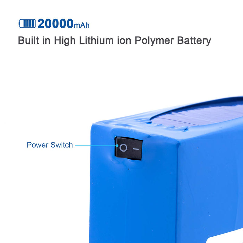 ABENIC DC12V Super Polymer Rechargeable 20000mAh Lithium ion Battery Pack 2A (24W),for Aviation Models Portable DVDs, MP3 Players and More,Power Bank with Charger(Blue) Blue