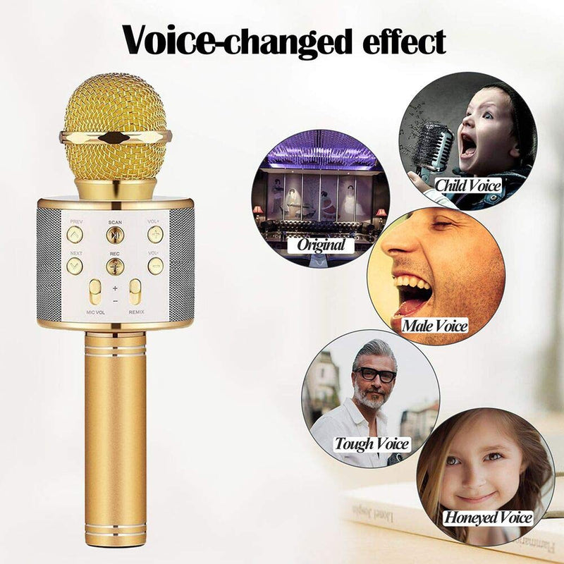 [AUSTRALIA] - Wireless Bluetooth Karaoke Microphone, Portable Karaoke Machine for Kid Birthday Party Christmas, Best Gifts Toys for Girls Boys Gold 