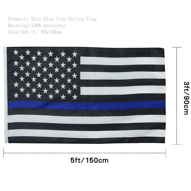 Blue Line Police Flag - 3x5ft Thin Blue Line Law Enforcement Military Polyester Lightweight Flag 3x5 ft thin blue line flag#1