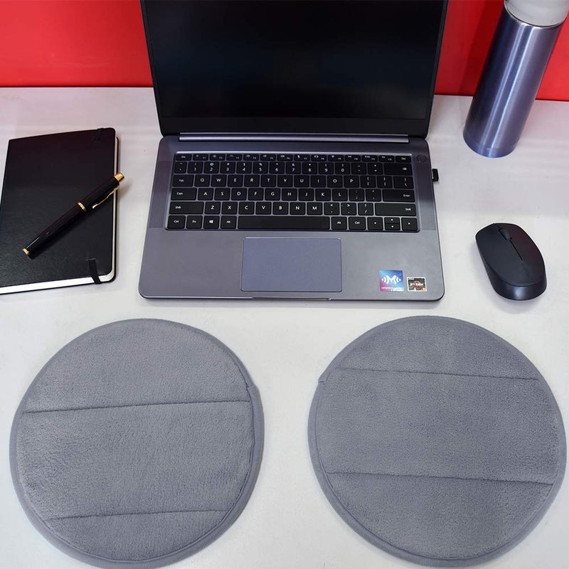 2Pcs Portable Round Computer Wrist Elbow Rest Pad, AUHOKY Upgraded Thickened Cotton Keyboard Elbow Pad, Premium Arm Support Mat for Office Table Desktop Working Gaming-Less Strain (9.8 Inch) (Gray) Gray