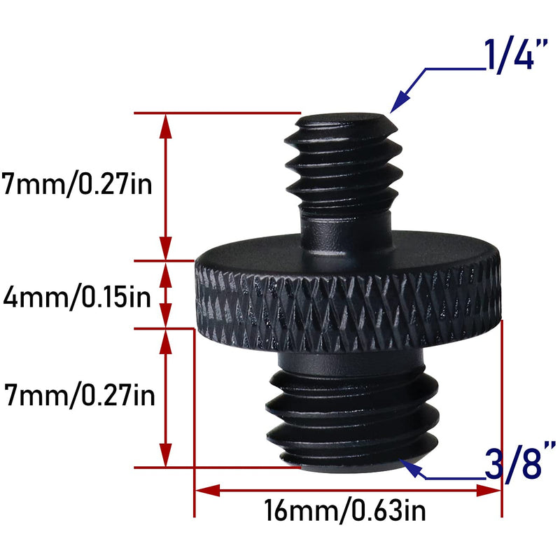 LRONG 2Pcs 3/8 inch Male to 1/4 inch Male Threaded Tripod Screw Adapter Double Sides Standard Mounting Thread Converter for Camera Mount