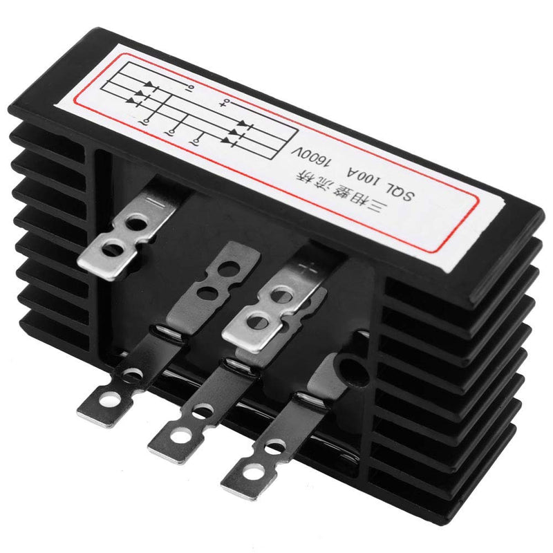 Yosoo Health Gear 3 Phase Bridge Rectifier AC to DC, High Power AC to DC Diode Bridge Rectifier, Sql100A 1600V Three Phase Diode Bridge Rectifier with 2 Fixing Holes for Power Supply