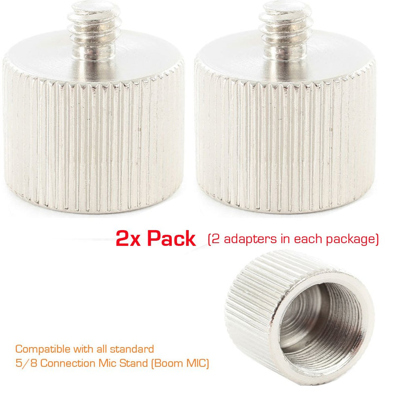 (2 PACK) AccessoryBasics Mic Microphone Stand 5/8"-27 Female to 1/4"-20 Male thread Camera/Tripod Screw Stud Adapter