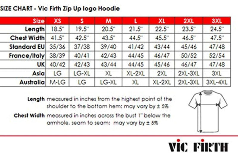 Vic Firth Red Craft Lightweight Hoodie - Size 2XL