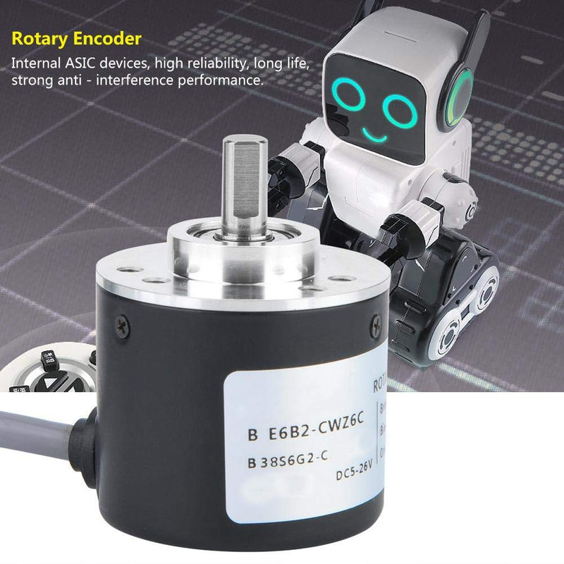 5-26V DC Incremental Rotary Encoder, E6B2-CWZ6C 38mm Diameter NPN Open-Collector Output ABZ 3 Phase General-Purpose Rotary Encoder with 2m Wiring Wire(360P/R)