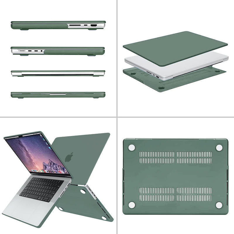 MOSISO Compatible with MacBook Pro 16 inch Case 2021 2022 Release A2485 M1 Pro/Max with Liquid Retina XDR Display Touch ID, Plastic Hard Shell&Keyboard Skin&Screen Protector&Storage Bag,Midnight Green Midnight Green