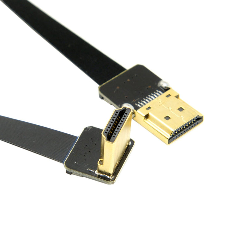 Cablecc FPV HDMI Male to Down Angled 90 Degree HDMI Male HDTV FPC Flat Cable 20cm for Multicopter Aerial Photography