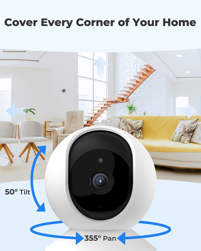 Indoor Security Camera, Reolink E1 Pro 4MP HD Plug-in WiFi Camera for Home Security, Dual-Band WiFi, Multiple Storage Options, Motion Alert, Night Vision, Ideal for Baby Monitor/Pet Camera White