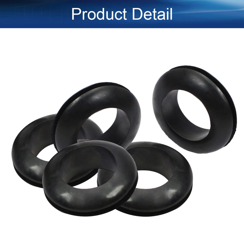Bettomshin 100Pcs Rubber Grommet 18mm Inner Dia Oil Resistant Armature Rubber Grommets for Wiring Cable Black
