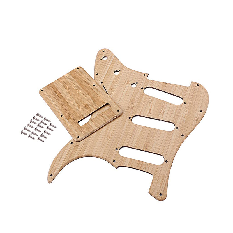 Alnicov SSS 11 Hole Strat Pickguard Backplate with Screws for Stratocaster Strat Guitar(Bamboo Material)