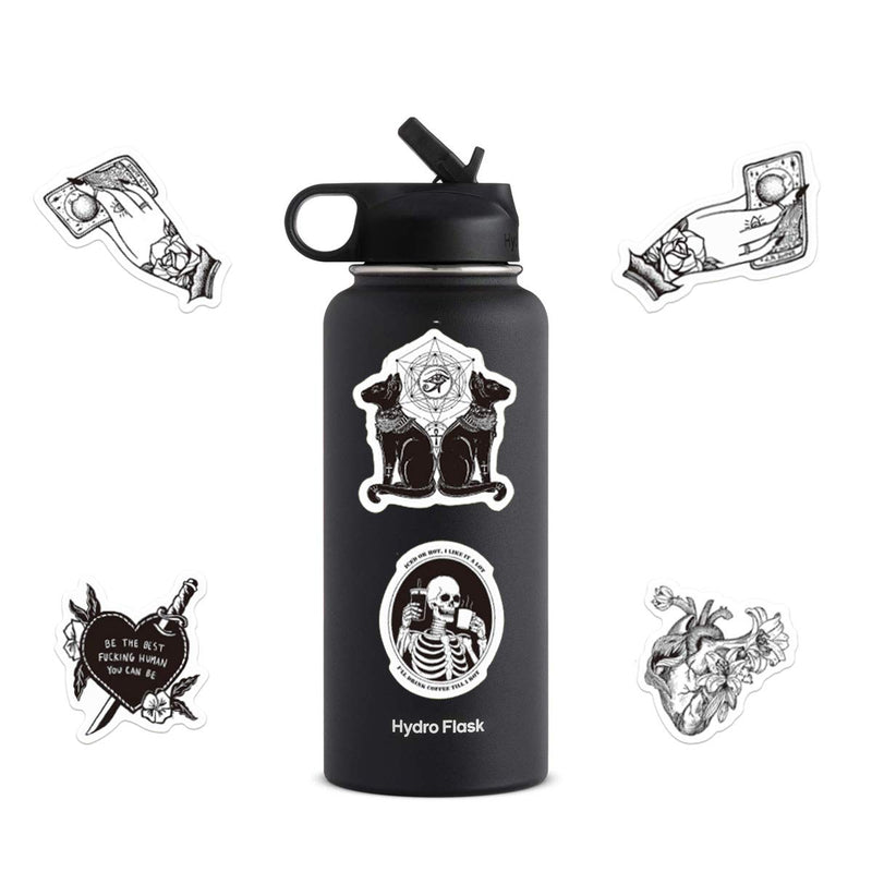 Gothic Stickers for Hydro Flask | 50 PCS | Vinyl Waterproof Stickers for Laptop,Skateboard,Water Bottles,Computer,Phone,Punk Stickers， Cool Stickers Horror, Black and White Stickers(Gothic-50-5) Gothic Stickers Witchy-5