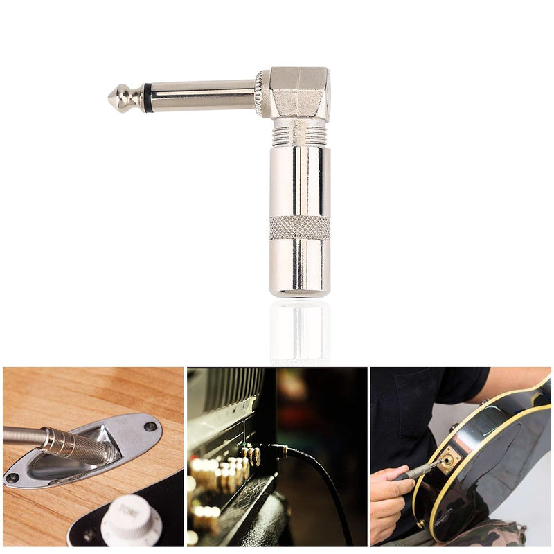 Dilwe 3Pcs Guitar Cable Plug, 6.3mm 1/4inch L Type Instrument Audio Microphone Cable Connector Right Angle Plug Jack