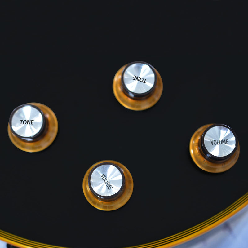 SAPHUE Plastic Top Hat Style 2 Volume and 2 Tone Speed Control Knobs Set for Gibson Les Paul Electric Guitar Replacement Amber