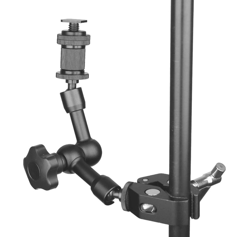 ChromLives 7'' Magic Arm, Articulating Magic Friction Arm Adjustable with Hot Shoe Mount 1/4'' Tripod Screw Compatible with DSLR Camera Rig/LCD/DV Monitor/LED Lights/Flash Light/Microphone