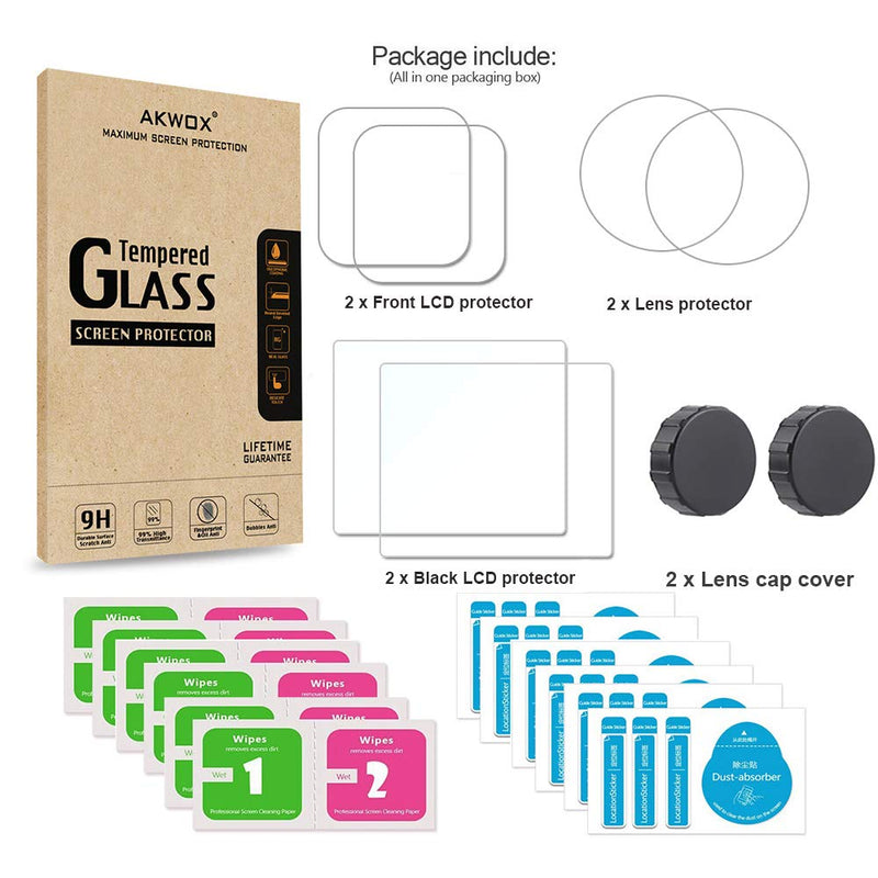 [8 Pack] Akwox Tempered Glass Lens Screen Protector for DJI Osmo Action (6-Pack) & Lens Cap Cover Protective Accessories (2-Pack)