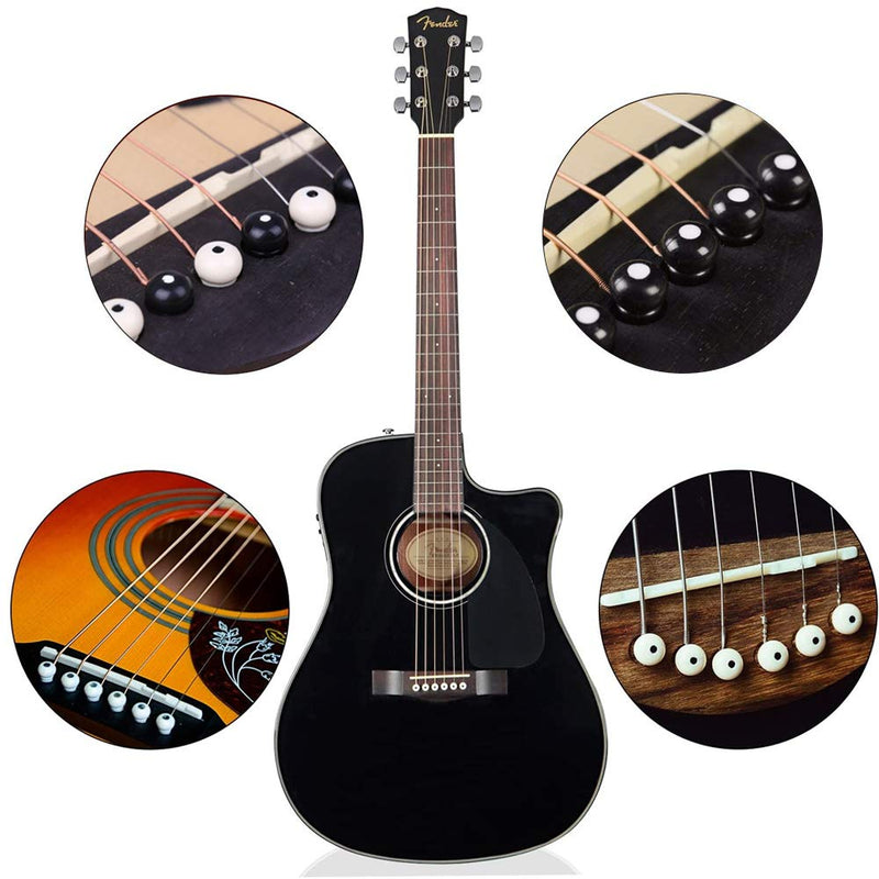 KARVIER 48 PCS Plastic Acoustic Guitar Bridge Pins String Peg Guitar Parts Replacement, 24 PCS Ivory and 24 PCS Black bridge pins for acoustic guitar