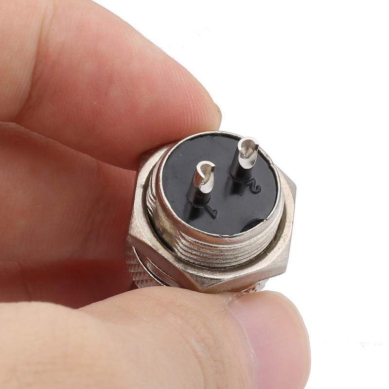[AUSTRALIA] - Clyxgs Aviation Plug Connector 2-Pin Male Female Panel Metal Wire Connector Adapter 16mm Socket 10PCS 2 Pin 