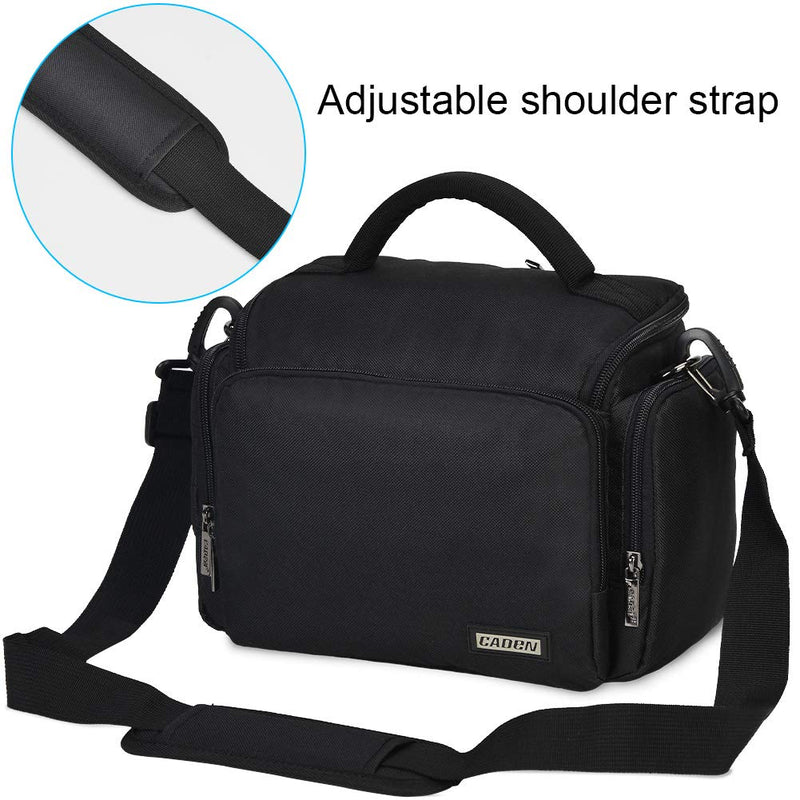 [AUSTRALIA] - CADeN Camera Shoulder Crossbody Bag Case Compatible for Nikon, Canon, Sony SLR/DSLR Mirrorless Cameras and Lenses Waterproof Black Large 