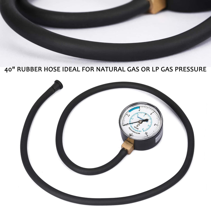MEASUREMAN Natural Gas or LP Gas Manifold Pressure Test Kit, 0-10"W.C, 1/4"NPT, 40" Length Hose 0-10inH2O Pressure Test Kit