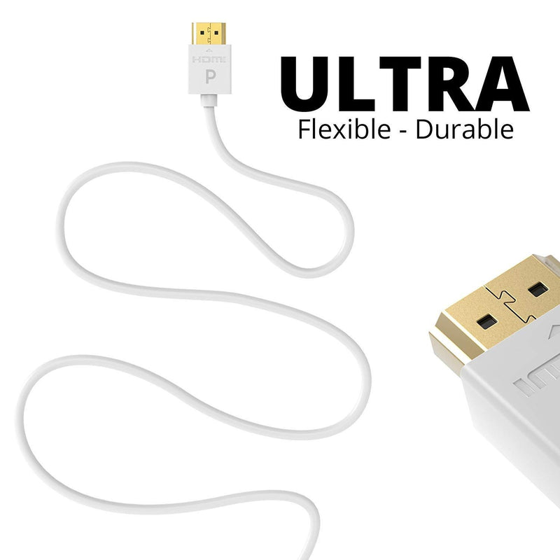 Pacroban Slim, Flexible White 4K Active HDMI Cable (17ft - 1pack) 17ft Active