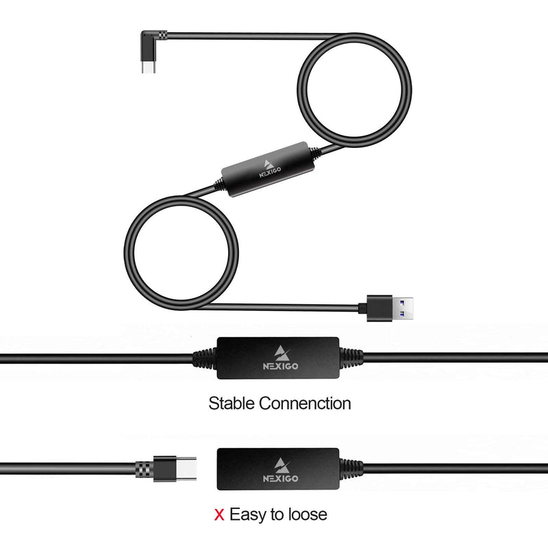 NexiGo 16FT Oculus Link Cable with Signal Amplifier, 2021 Upgraded USB 3.2 Gen1 Type C to A, Fast Charging & High-Speed Data Transfer (up to 5Gbps), Compatible with Quest 1 and 2 Headset to Gaming PC